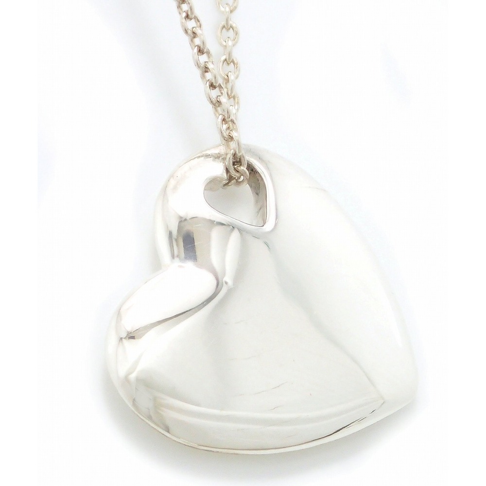TIFFANY Co Two Heart Pendant Necklace Silver